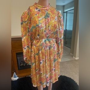 CeliaB Gata Dress in golden, yellow sequins mini dress style. US size L.